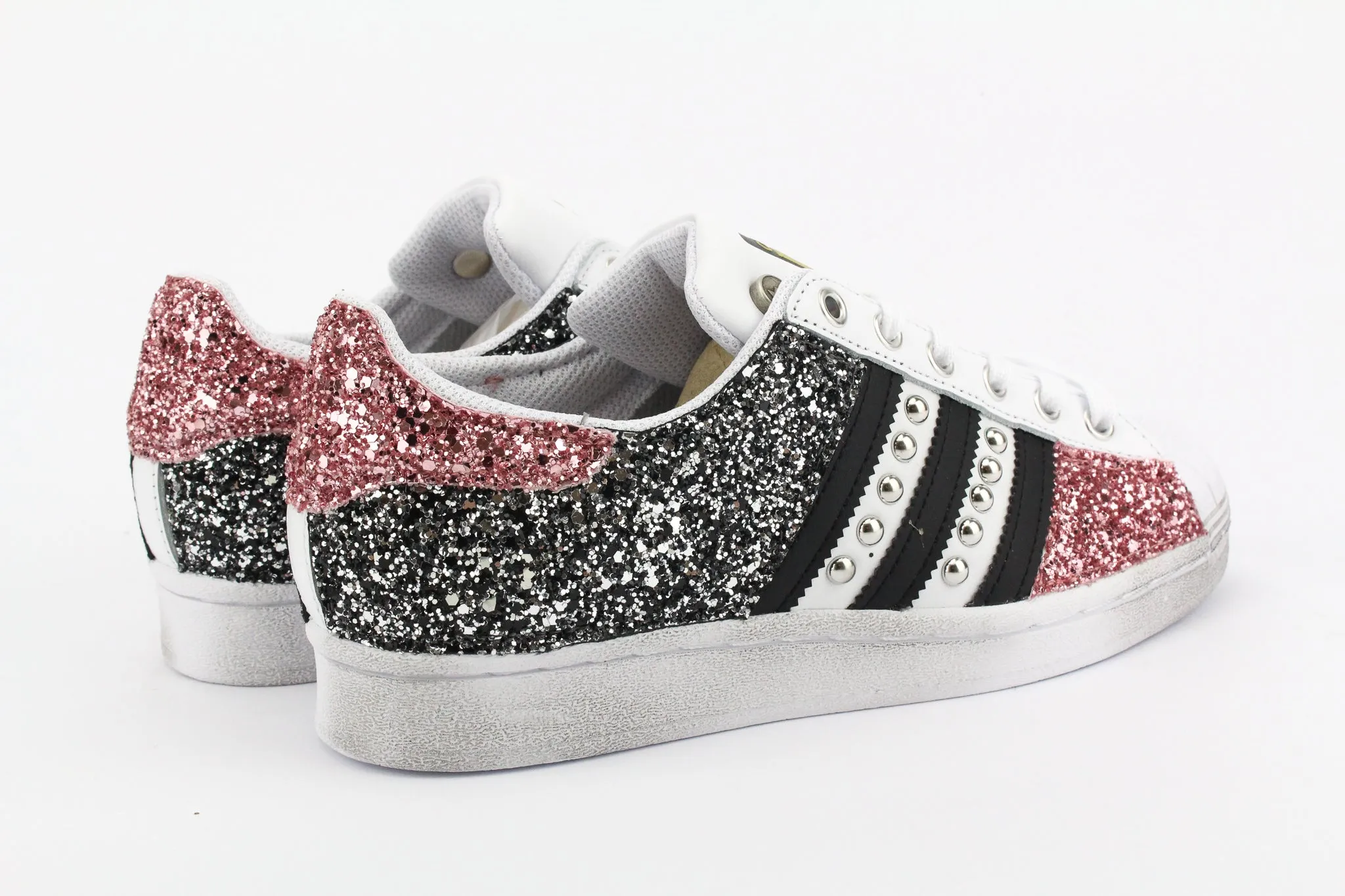 Adidas Superstar Total Glitter Black Silver & Pink