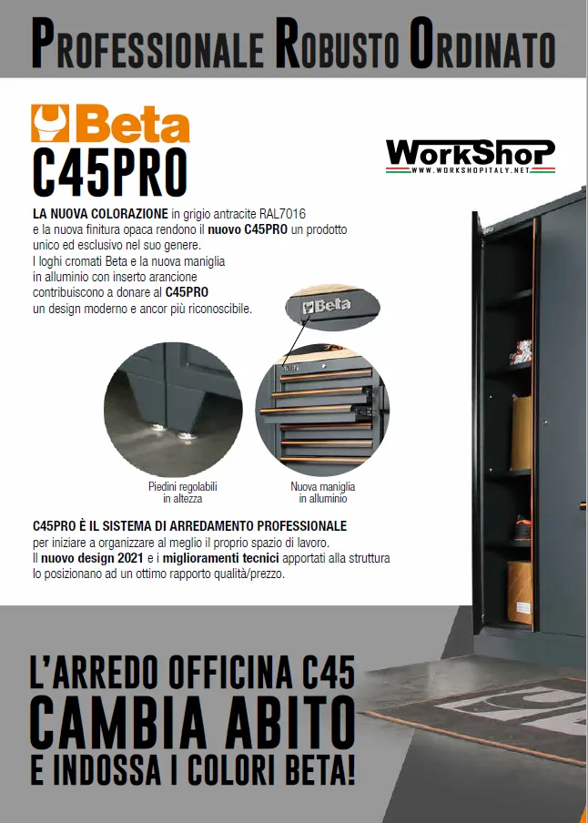 Arredo Officina Beta Utensili C45PRO AX piano inox