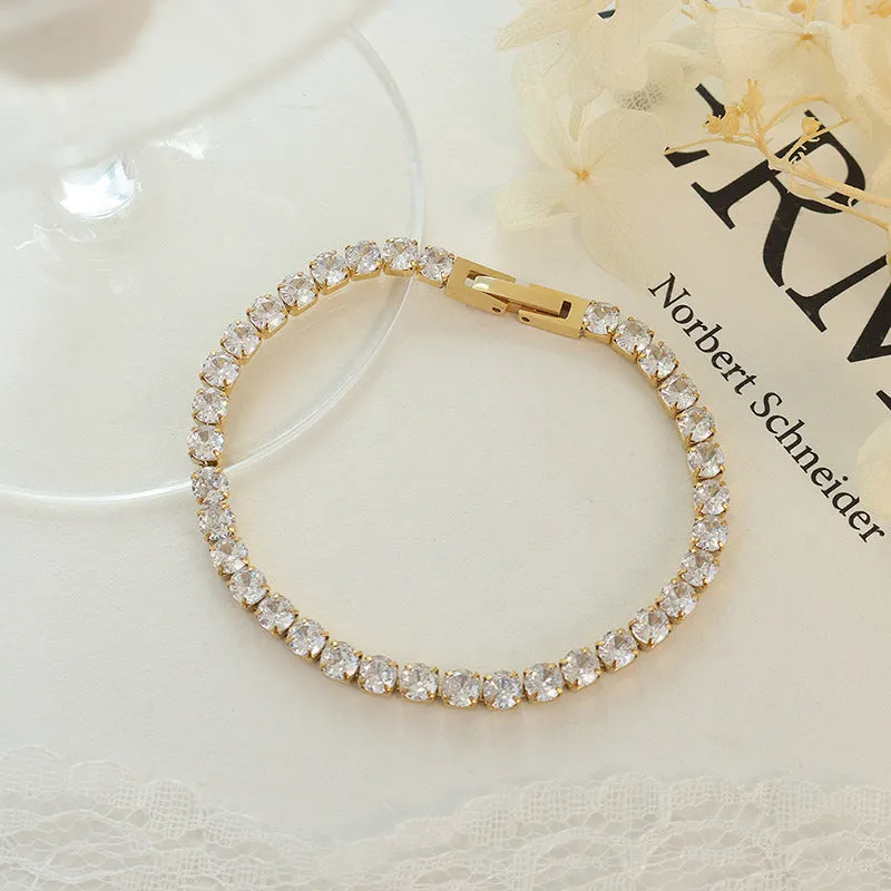 Bracciale Donna in Zirconi e Acciaio Titanio, Elegante e Brillante