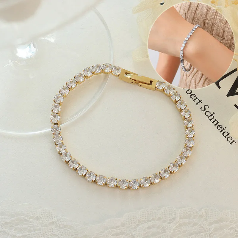 Bracciale Donna in Zirconi e Acciaio Titanio, Elegante e Brillante