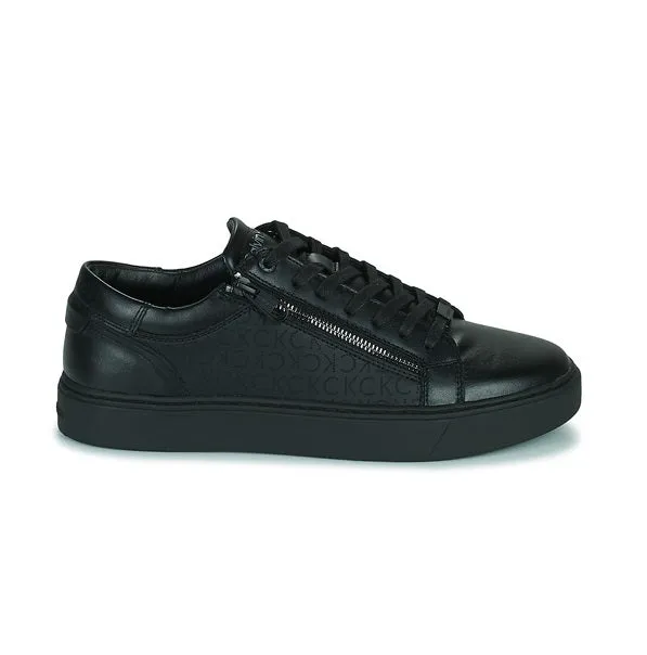 Calvin Klein Low Top Lace Up Zip Mono Nero Pelle