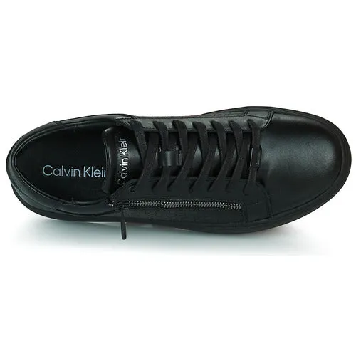 Calvin Klein Low Top Lace Up Zip Mono Nero Pelle