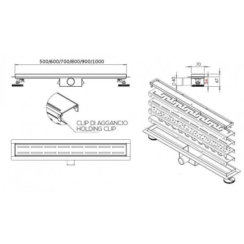 Canalina Di Scarico Doccia Acciaio Inox - Holes