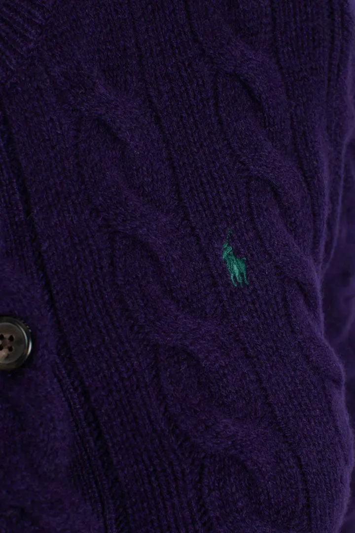 Cardigan a trecce in lana e cashmere purple