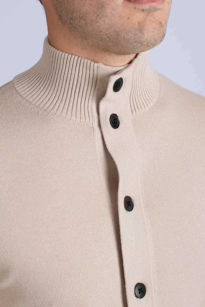 Cardigan da uomo beige Savile in lana merino