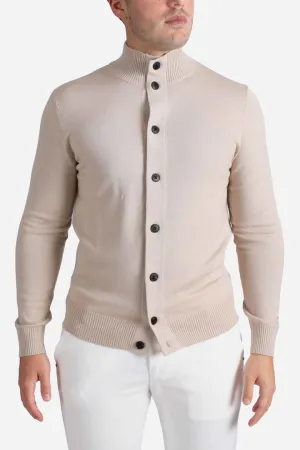 Cardigan da uomo beige Savile in lana merino