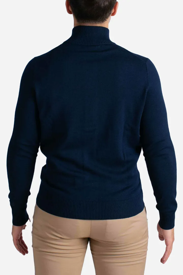 Cardigan da uomo blu navy Savile in lana merino