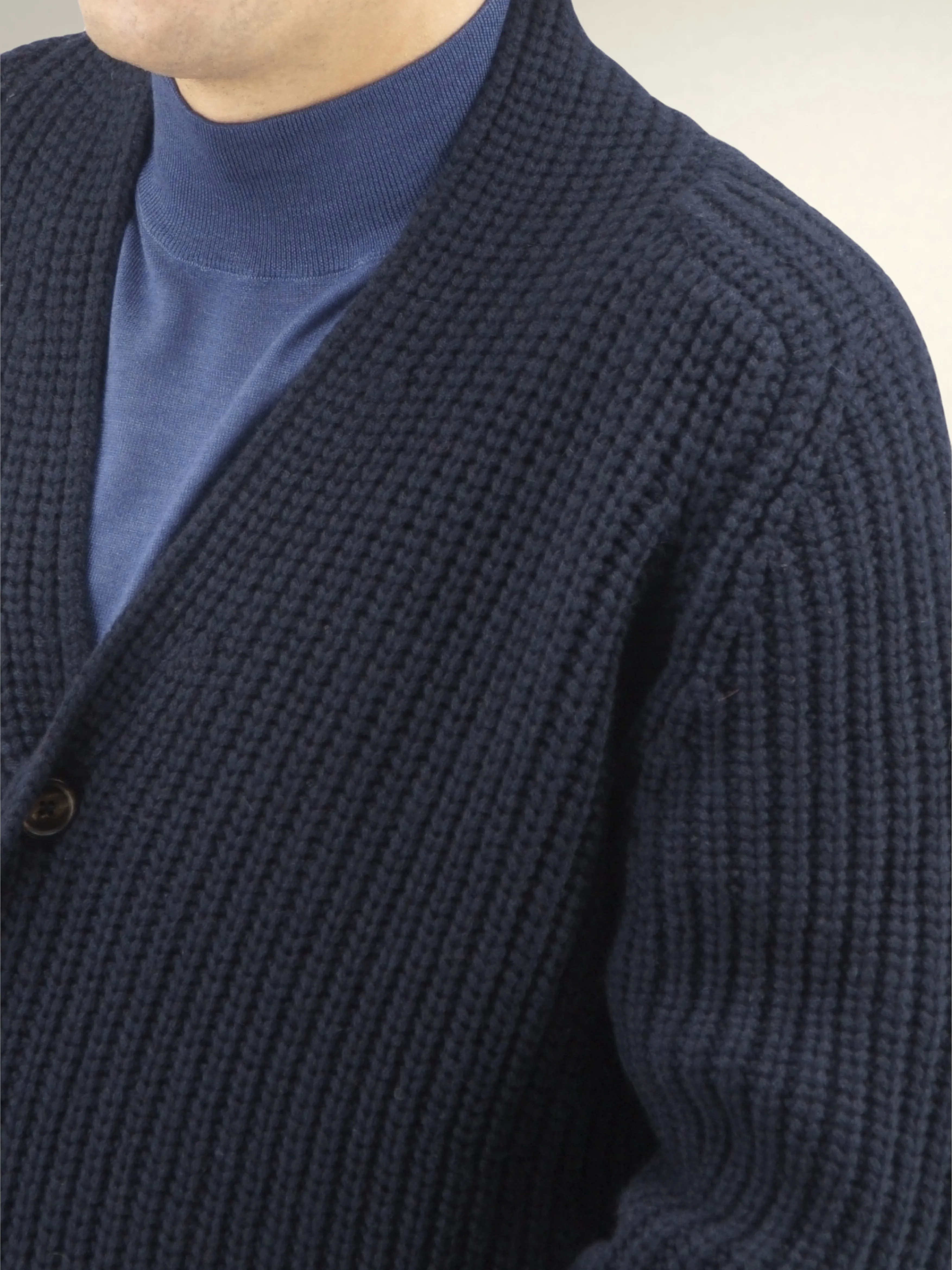 Cardigan Edinburgh Blu Navy 100% Cashmere