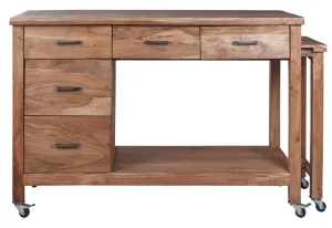 Credenza etnica postazione mobile da cucina 3 cassetti 1 anta