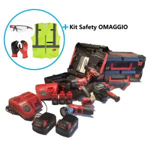 Kit AVVITATORE M18   SMERIGLIATRICE M18   TRAPANO M12 con batterie caricatori, lampada LED e Safety KIT OMAGGIO MILWAUKEE SPECIAL TECNISTA