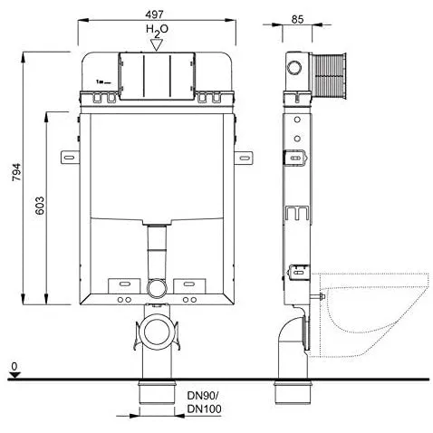 Modulo da incasso con cassetta per wc sospeso - SET WC 199 SCHWAB