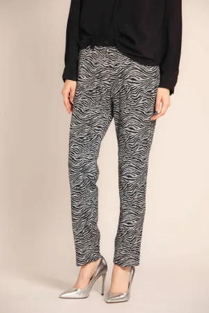 New York pantalone chino donna in jersey con stampa animalier regular fit