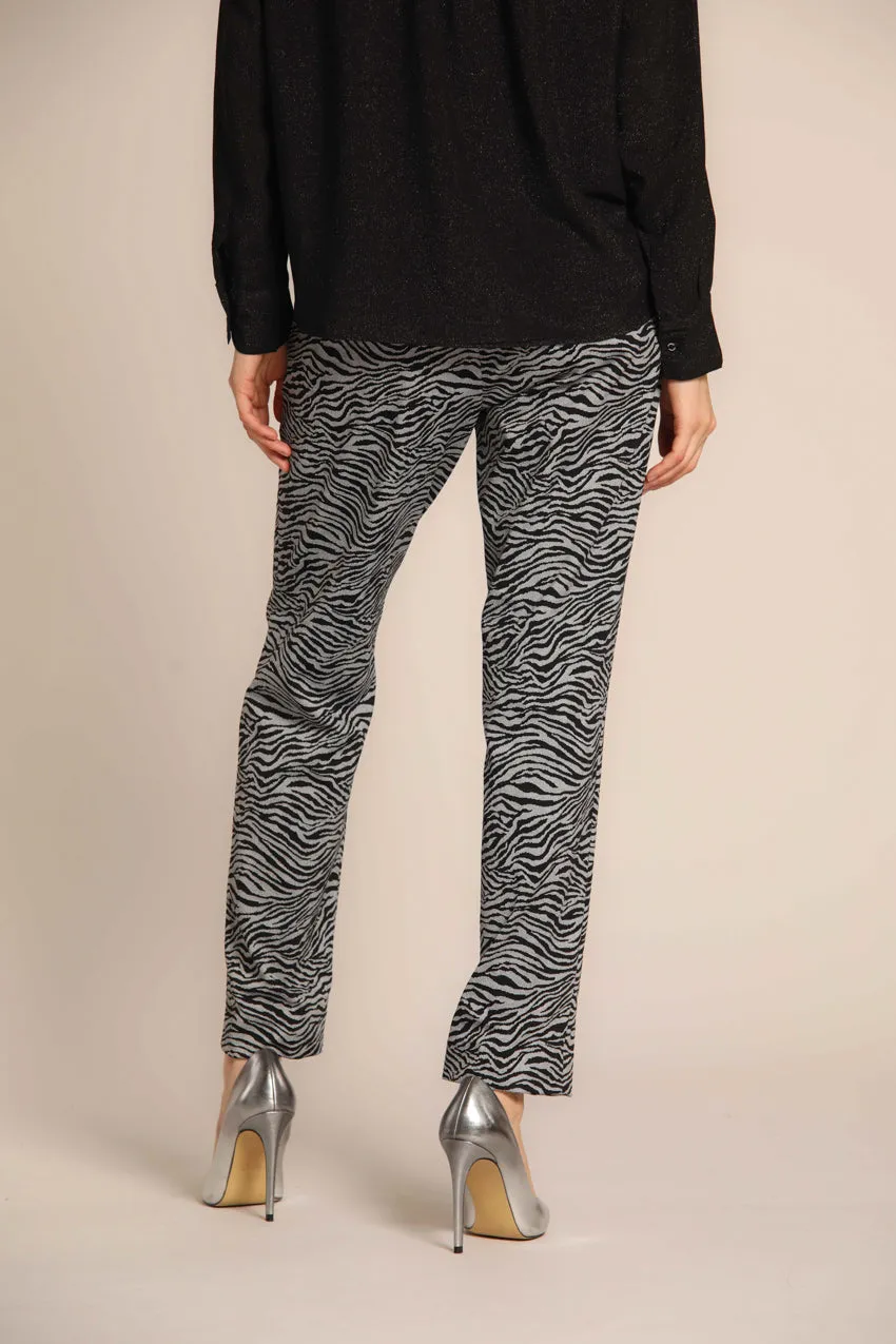 New York pantalone chino donna in jersey con stampa animalier regular fit