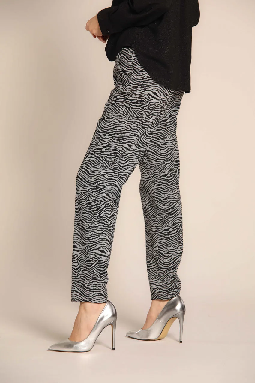 New York pantalone chino donna in jersey con stampa animalier regular fit