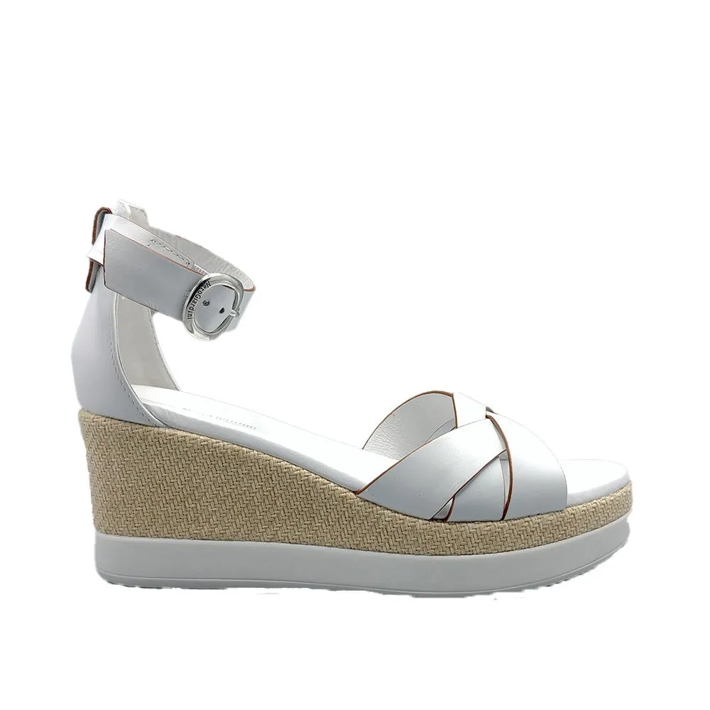 Scarpe donna NEROGIARDINI - art. E115790D 707 - sandalo bianco con zeppa casual