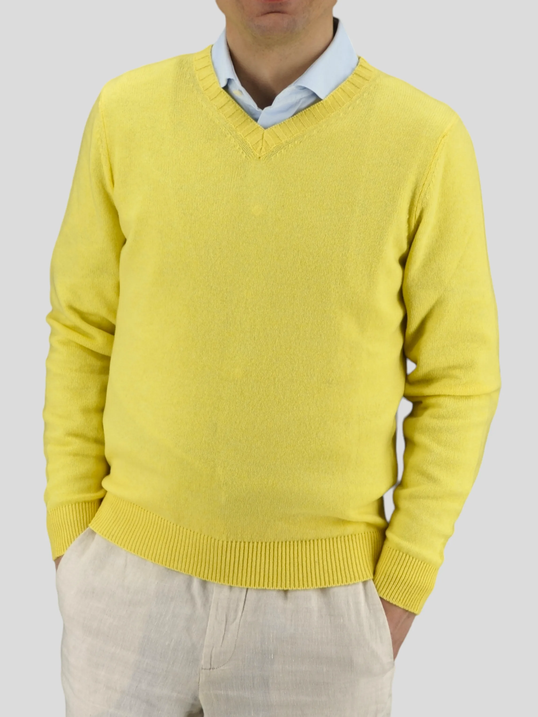 Scollo V Nuvola Limone 100% Cashmere