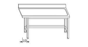 Tavolo uscita con ripiano e alzatina DX/SX